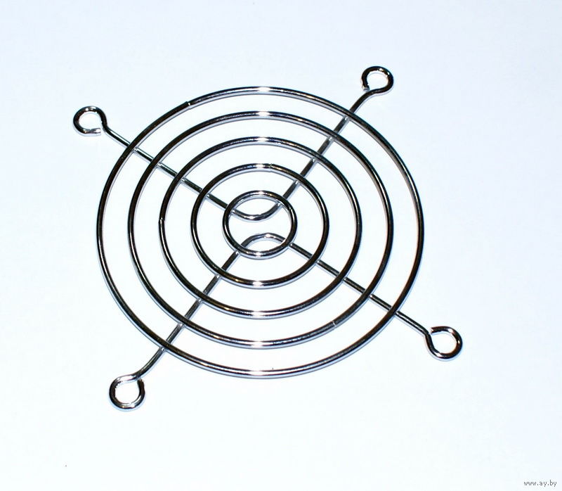 Решетка для вентилятора 80*80мм (5 колец, 4 отв, метал, хром)