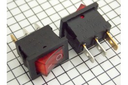 Переключатель с подсветкой MIRS-101-2D/KCD1-B2 3pin 6A 250V on-off 20*13мм